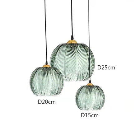 Pendant Light - Nordic Glass Green Leaf Pattern Fixture SW-36210789 - SWEET-LIGHTS