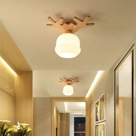 Ceiling Light - Modern Glass Lamp with Wooden Frame for Living Room Dining Kitchen SW-36210457 - SWEET-LIGHTS