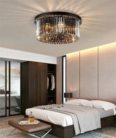 Ceiling Light - Luxury Round Modern Crystal Black E14 Lamp SW-36210478 - SWEET-LIGHTS