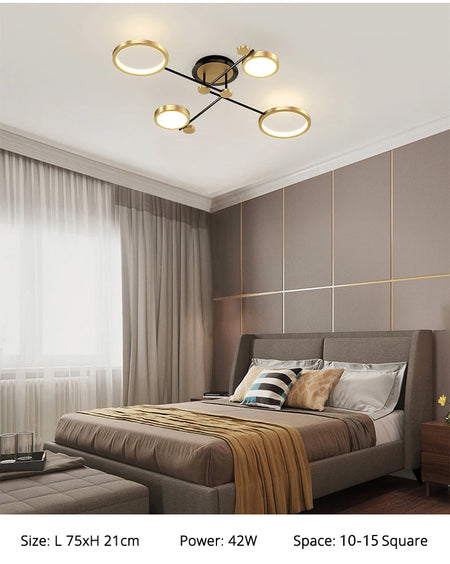 Ceiling Light - Modern LED Chandelier Gold Frame Indoor SW-36210347 - SWEET-LIGHTS