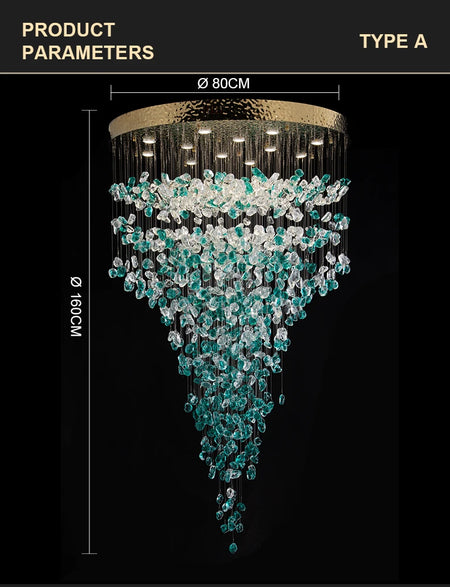 Chandelier - Luxury Large Green Crystal Stone for Lobby Staircase LED SW-36210347 - SWEET-LIGHTS