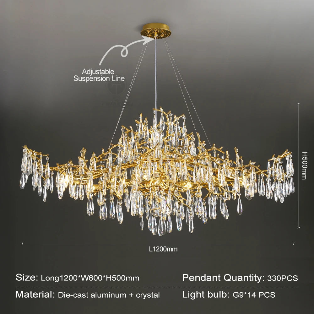 Chandelier - Modern Luxury Crystal Chandelier Gold For Kitchen Dining Living Room Bedroom SW-36210458 - SWEET-LIGHTS