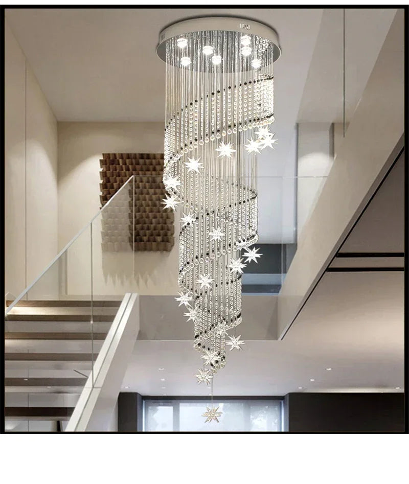 Chandelier - Modern Crystal Moon And Star Spiral Design For Lobby Stair Lighting SW-36210324 - SWEET-LIGHTS