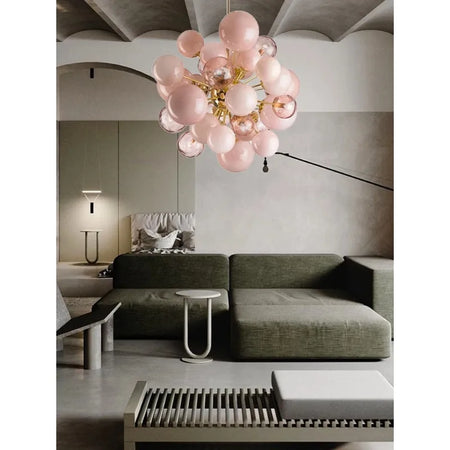 Chandelier - Art Deco Pink Bubbles Glass Pendant Light SW-36210976 - SWEET-LIGHTS