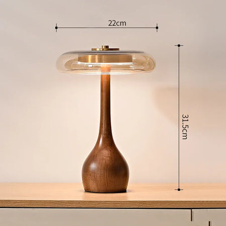 Table Lamp - 12W Luxury Copper Wood Glass Desk Lamp SW-36210234 - SWEET-LIGHTS