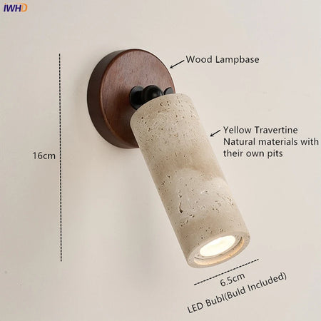 Wall Light - IWHD Modern Nordic LED Walnut Yellow Travertine Lamp SW-36210357 - SWEET-LIGHTS