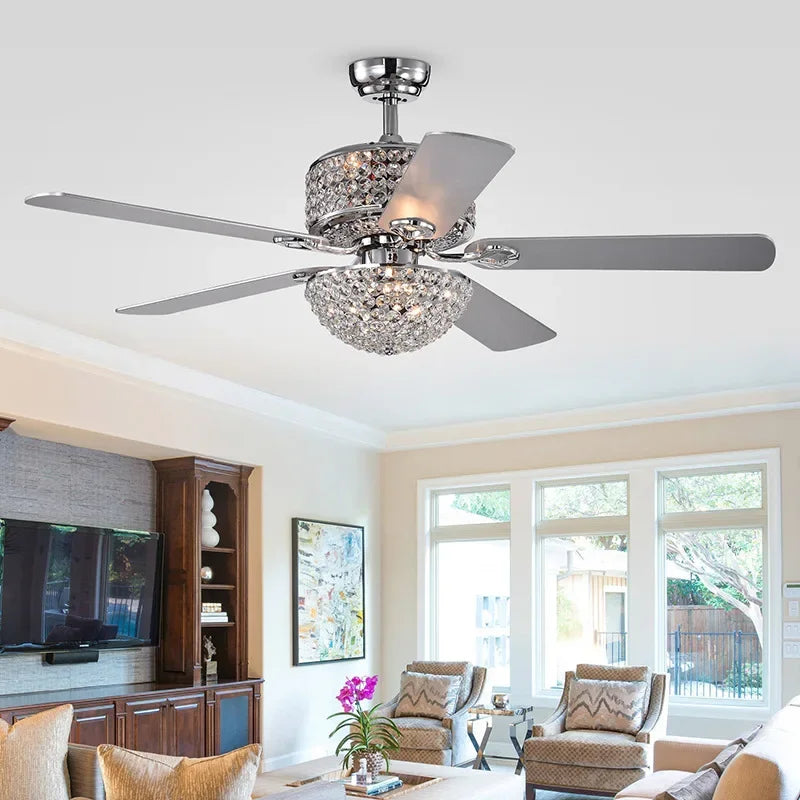 Fans - 52 Inch Crystal Ceiling Fan with Lights and Remote SW-36210987 - SWEET-LIGHTS