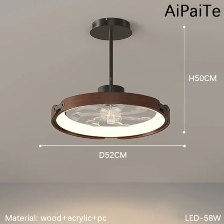 Fans - BOSSEN Modern Walnut Fan Lamp for Living Room Decor SW-36210348 - SWEET-LIGHTS