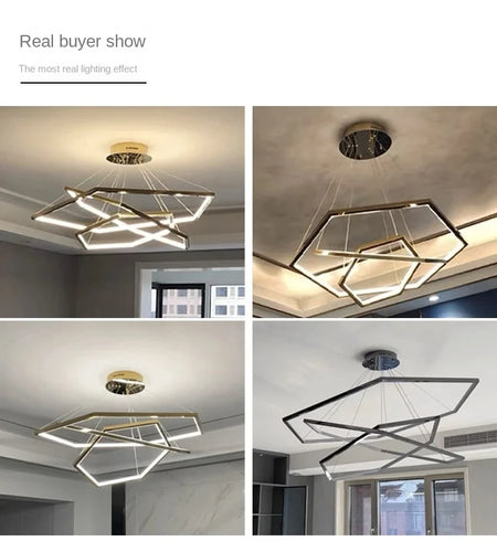 Pendant Light - Modern Luxury Gold Hexagon LED Chandelier SW-36210578 - SWEET-LIGHTS