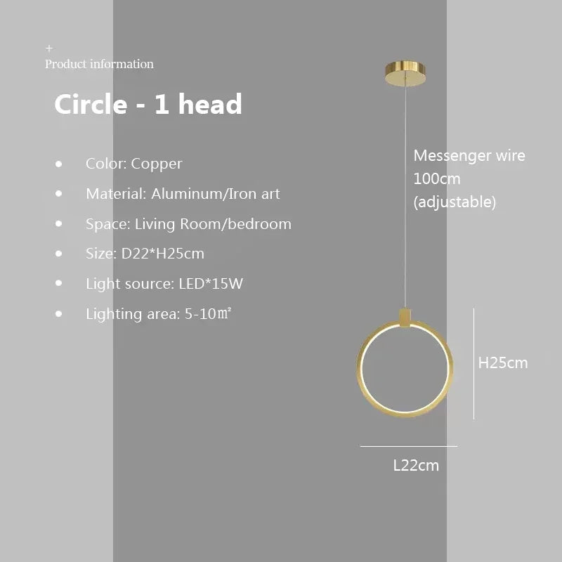 Pendant Light - Modern LED Black Gold Circular Chandelier SW-36210789 - SWEET-LIGHTS