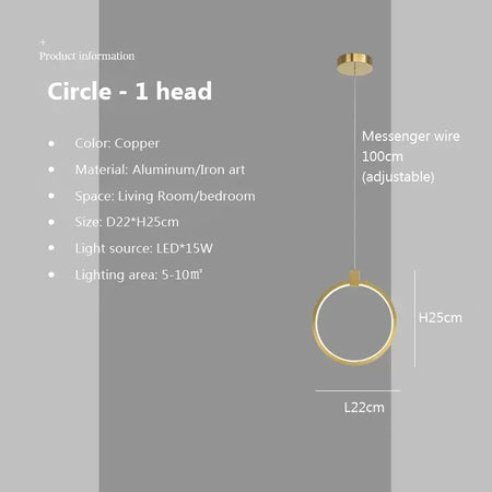 Pendant Light - Modern LED Black Gold Circular Chandelier SW-36210789 - SWEET-LIGHTS