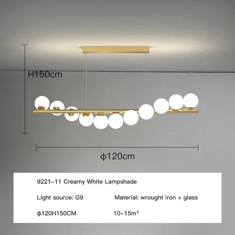 Pendant Light - Modern Led Long Ceiling Chandelier Glass Balls Dining Room Kitchen Hanging Lamp SW-36210345 - SWEET-LIGHTS
