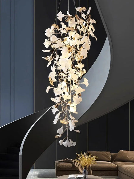 Chandelier - NEW Luxury Staircase Ginkgo Leaf Pendant Lighting SW-36210347 - SWEET-LIGHTS