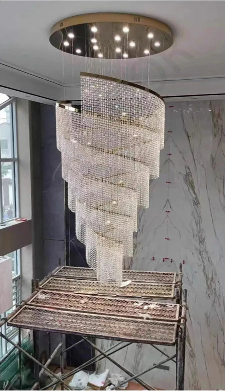 Chandelier - Large Spiral Design Crystal Chandelier For Staircase Hallway Lobby Modern LED Cristal Lamp Luxury Home Decor SW-36210345 - SWEET-LIGHTS