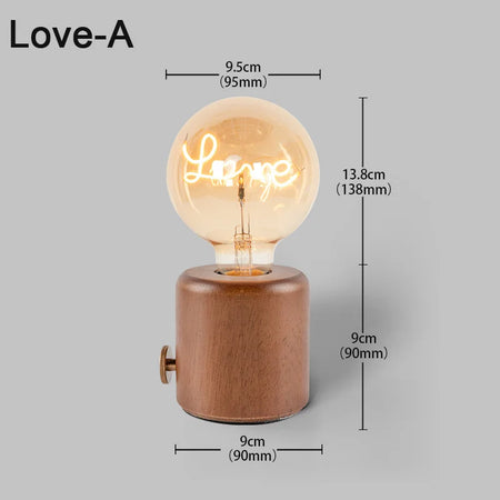 Table Lamp - Vintage Wood E27 Night Light EU Plug Retro Design SW-36210987 - SWEET-LIGHTS
