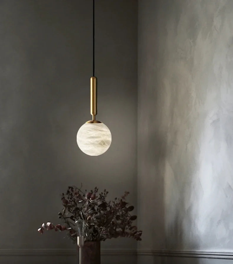 Pendant Light - Modern Marble All Copper Single Head Lamp SW-36210789 - SWEET-LIGHTS
