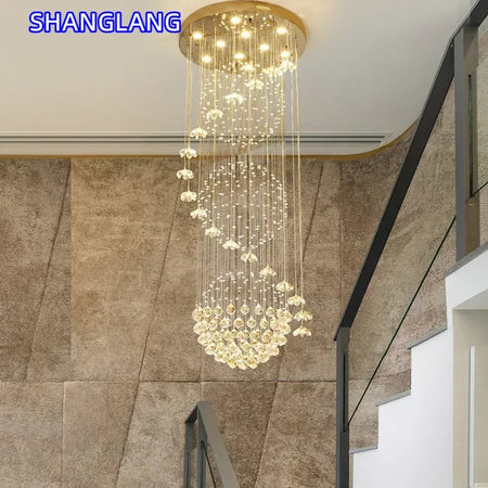 Chandelier - Modern Long Staircase Crystal Pendant Light SW-36210123 - SWEET-LIGHTS