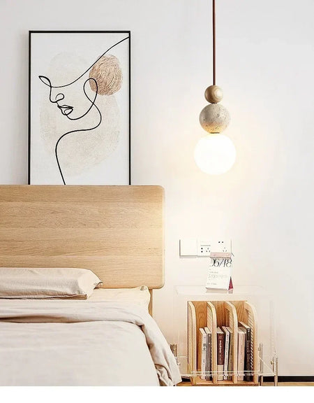 Pendant Light - Luma Cream Yellow Travertine Stone Lamp SW-36210324 - SWEET-LIGHTS