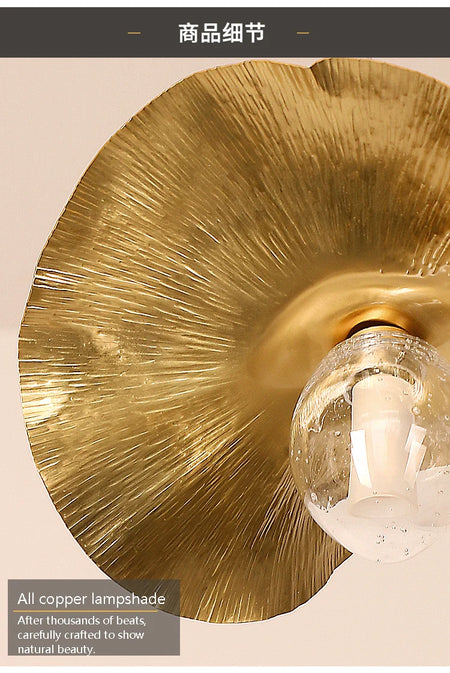 Pendant Light - Lotus Leaf Minimalist Hammered Brass Lamp SW-36210345 - SWEET-LIGHTS