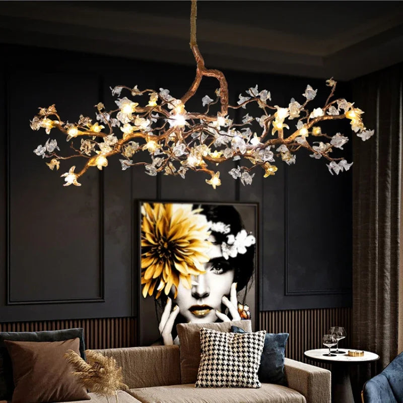 Chandelier - Style Vintage Copper Flower LED Light SW-36210458 - SWEET-LIGHTS