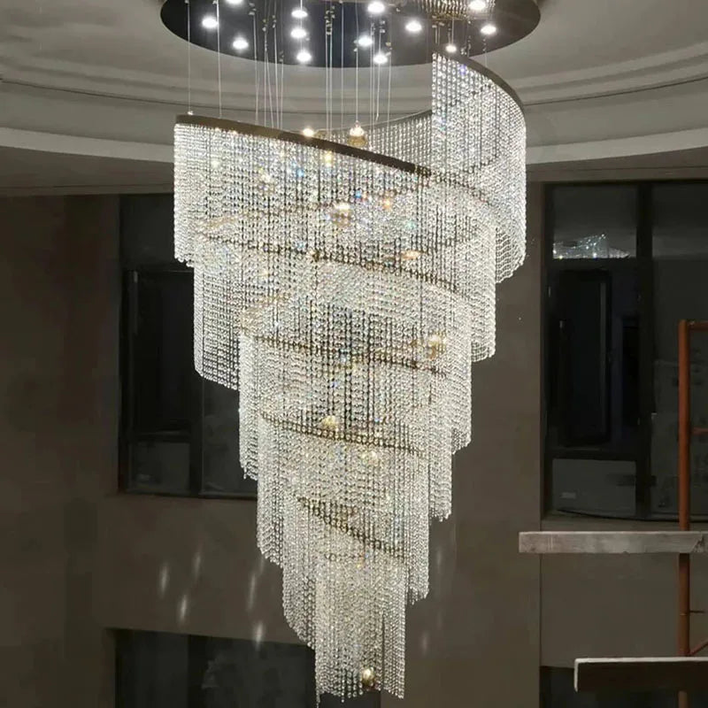 Chandelier - Large Spiral Design Crystal Chandelier For Staircase Hallway Lobby Modern LED Cristal Lamp Luxury Home Decor SW-36210345 - SWEET-LIGHTS