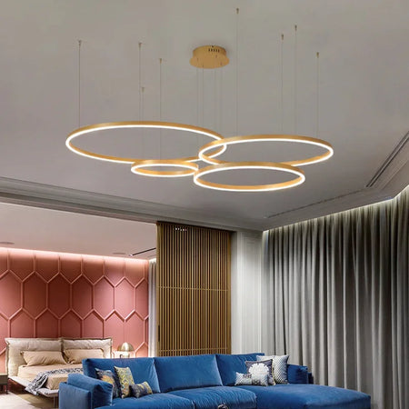 Pendant Light - Modern Ring Design LED Chandelier Gold for Living Dining Room Office Bedroom Home Decor SW-36210345 - SWEET-LIGHTS