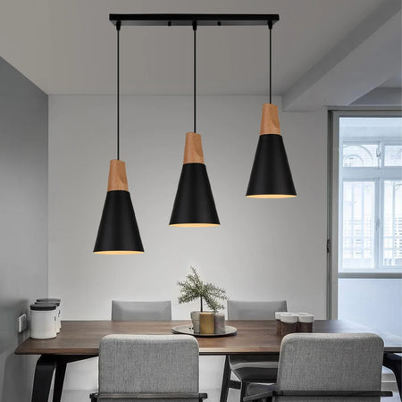 Pendant Light - Modern 3 Heads Wood Aluminum Chandelier Black SW-36210478 - SWEET-LIGHTS