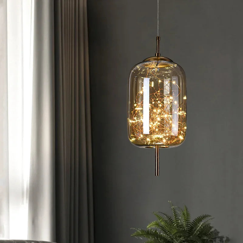 Pendant Light - Nordic Net Red Bedside Chandelier Glass SW-36210345 - SWEET-LIGHTS