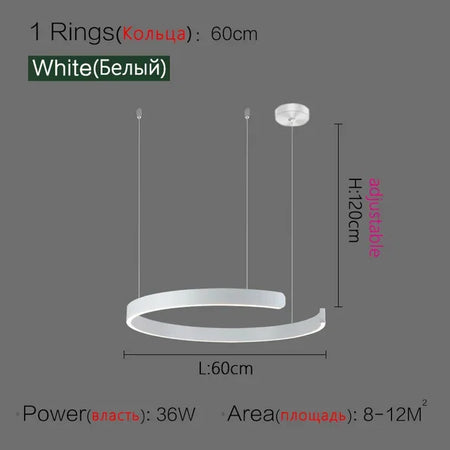 Pendant Light - Nordic Ring Led Pendant Lamps Dimmable Black Gold Home Decor Fixture SW-36210345 - SWEET-LIGHTS