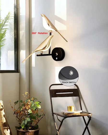 Wall Light - Creative Bird 360° Rotatable LED Wall Lamp Golden Touch Switch SW-36210457 - SWEET-LIGHTS
