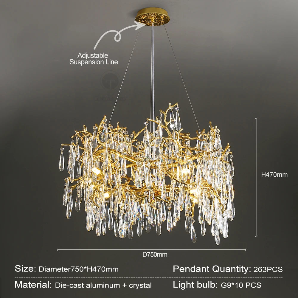 Chandelier - Modern Luxury Crystal Chandelier Gold For Kitchen Dining Living Room Bedroom SW-36210458 - SWEET-LIGHTS