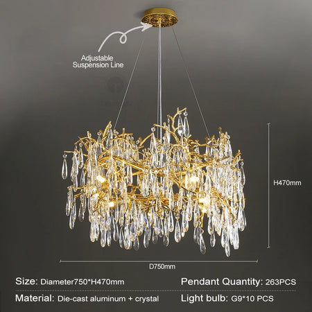 Chandelier - Modern Luxury Crystal Chandelier Gold For Kitchen Dining Living Room Bedroom SW-36210458 - SWEET-LIGHTS