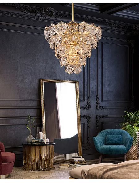Chandelier - Modern Snow Glass Luxury for High-End Villa SW-36210478 - SWEET-LIGHTS