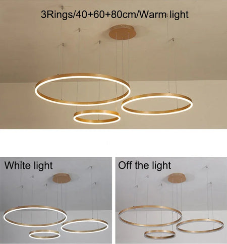 Pendant Light - Modern Ring Design LED Chandelier Gold for Living Dining Room Office Bedroom Home Decor SW-36210345 - SWEET-LIGHTS