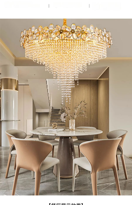 Chandelier - Modern Flower Crystal Tassel Ceiling Pendant Lights SW-36210347 - SWEET-LIGHTS