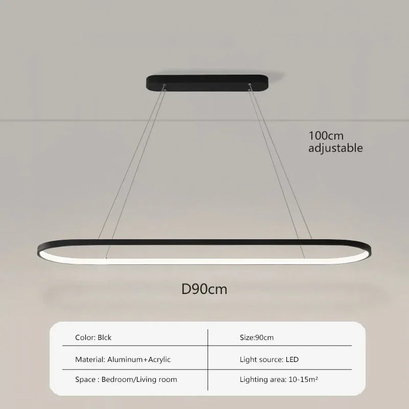 Pendant Light - Modern LED 70/90cm Elliptical Lamp SW-36210789 - SWEET-LIGHTS