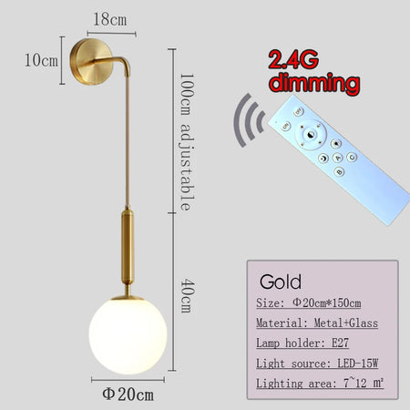 Wall Light - Nordic 2.4G Remote Control Dimming Black/Gold Lamp SW-36210345 - SWEET-LIGHTS