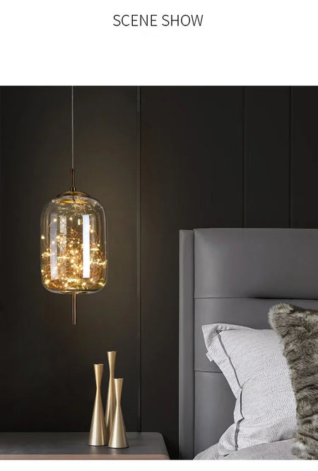 Pendant Light - Nordic Net Red Bedside Chandelier Glass SW-36210345 - SWEET-LIGHTS