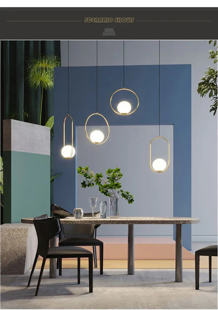 Pendant Light - Modern Glass Ball LED Hanging Lamp Brass Black Chrome SW-36210347 - SWEET-LIGHTS