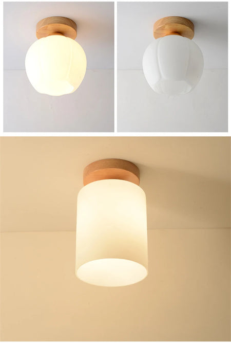 Ceiling Light - Modern Glass Lamp with Wooden Frame for Living Room Dining Kitchen SW-36210457 - SWEET-LIGHTS