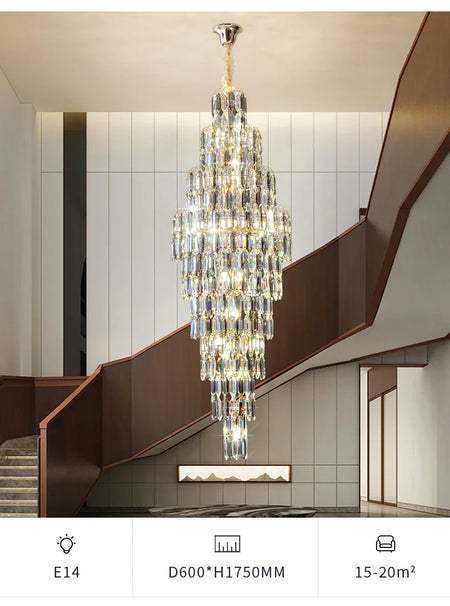 Chandelier - Duplex Building Villa Living Room Crystal Lamp SW-36210457 - SWEET-LIGHTS