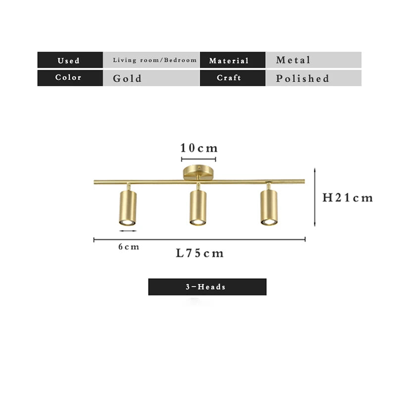 Ceiling Light - Fumi Modern Luxury Gold Track Spotlights Flush Mount Ceiling Fixture GU10 SW-36210345 - SWEET-LIGHTS