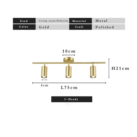 Ceiling Light - Fumi Modern Luxury Gold Track Spotlights Flush Mount Ceiling Fixture GU10 SW-36210345 - SWEET-LIGHTS