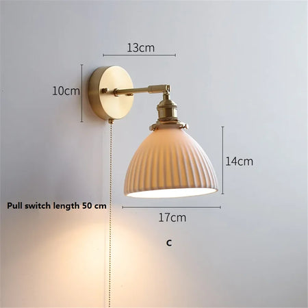 Wall Light - Modern White Ceramic Wall Mounted Lamps for Hotel Bedroom Bedside Pull Switch Sconce Nordic Hallway Aisle SW-36210458 - SWEET-LIGHTS