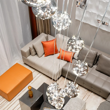 Pendant Light - Modern Led Chandelier Glass Ball Dimmable for Staircase Living Room SW-36210345 - SWEET-LIGHTS