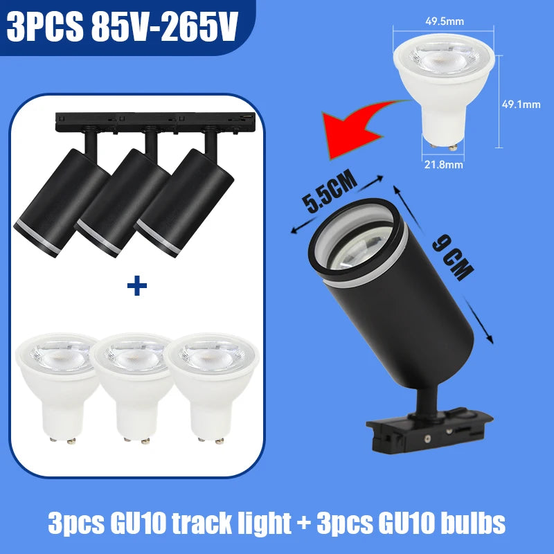 Spotlight - Led GU10 Track Light Rail Ceiling Spot Fixture SW-36210897 - SWEET-LIGHTS