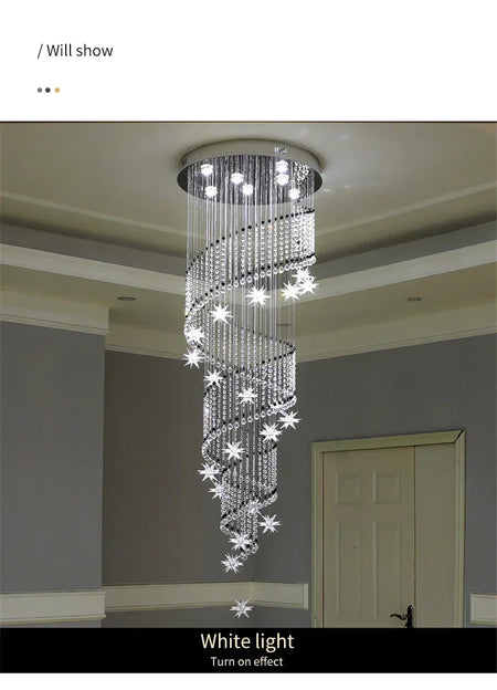 Chandelier - Modern Crystal Moon And Star Spiral Design For Lobby Stair Lighting SW-36210324 - SWEET-LIGHTS