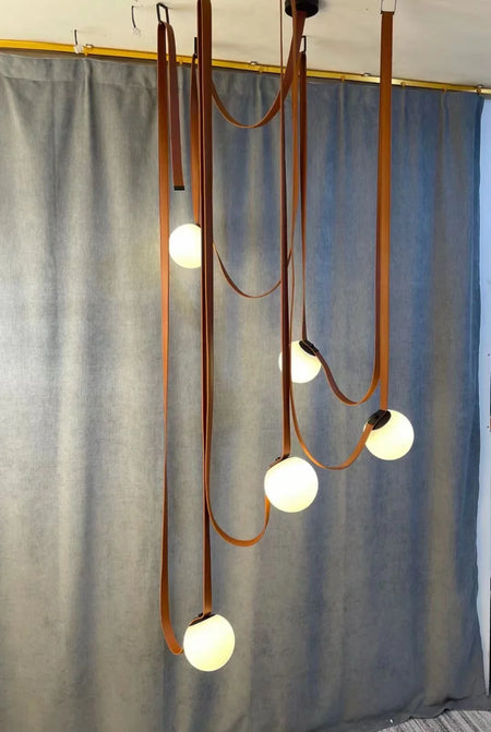 Pendant Light - Nordic Leather Chandelier LED Lamps for Duplex SW-36210345 - SWEET-LIGHTS