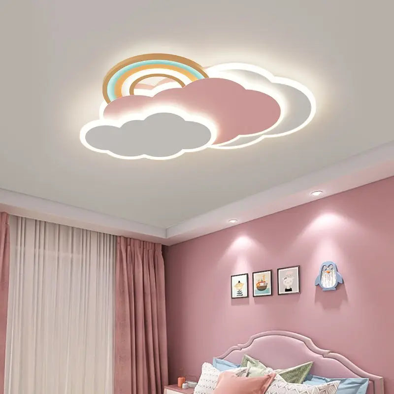 Children Lighting - Romantic Rainbow Cloud Ceiling Lamps 50cm 60cm Pink Light Remote Control SW-36210345 - SWEET-LIGHTS