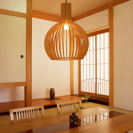 Pendant Light - Wood Bird Cage Lamp for Kitchen Island SW-36210458 - SWEET-LIGHTS
